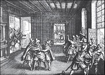 Η εκπαραθύρωση της Πράγας (23 Μαίου 1618) αποτέλεσε και το έναυσμα του Τριακονταετούς Πολέμου (1618-1648). Χαρακτικό από το βιβλίο του Matthaus Marians "Theatrum Europaeum".