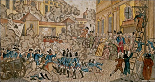 Η κατάληψη των ανακτόρων του Κεραμεικού από το λαό (10 Αυγούστου 1792). Γκραβούρα εποχής. Παρίσι, Εθνική Βιβλιοθήκη.