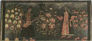 Εσωτερικό καλύμματος κασέλας με ζωγραφιστό διάκοσμο (Μυτιλήνη, 18ος αι.) Μουσείο Μπενάκη