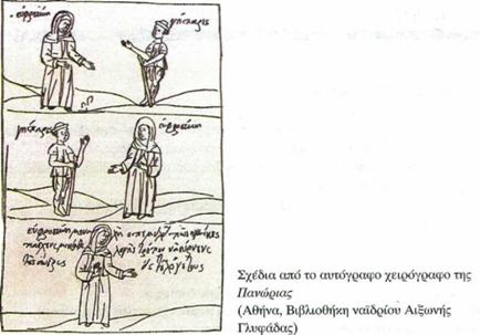 Σχέδια από το αυτόγραφο χειρόγραφο της Πανώριας (Αθήνα, Βιβλιοθήκη ναϊδρίου Αιξωνής Γλυφάδας) 