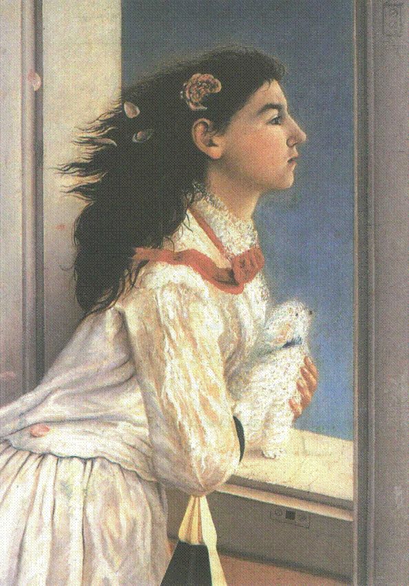 Γεώργιος Άβλιχος (1842-1909), Κοπέλα στο παράθυρο (1877) Εθνική Πινακοθήκη