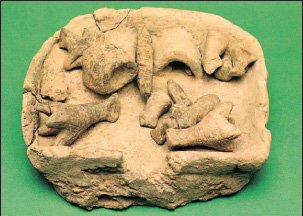 Ομοίωμα σπιτιού νεότερης νεολιθικής εποχής, που απεικονίζει το εσωτερικό του και τα μέλη μιας εκτεταμένης οικογένειας (ΙΕ' Εφορεία Προϊστορικών και Κλασικών Αρχαιοτήτων Λάρισας).