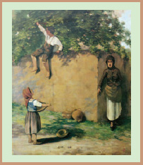 «Η κλοπή των μήλων» του Π. Λεμπέση (Οι Έλληνες ζωγράφοι: Ιστορία της νεοελληνικής ζωγραφικής, εκδ. Μέλισσα, 1974).