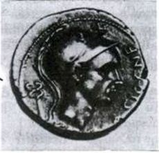 Αργυρός δηνάριος με τη μορφή Σκιπίωνα τον Αφρικανού του πρεσβύτερου(;)<br>(γύρω στο 105 π.Χ.)