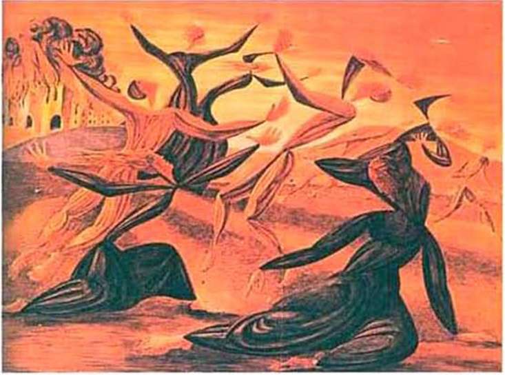 Leopold Survage (Συρβαζ) (1879-1968), «Χαλασμός», (1942). Μέρος της δωρεάς έργων διάσημων Γάλλων καλλιτεχνών (στην Εθνική Πινακοθήκη «σε ένδειξη αγάπης και θαυμασμού για την ηρωική στάση του ελληνικού λαού στον πόλεμο και την αντίσταση 1940-1944» (1946)