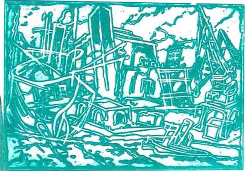 Νικόλαος Βεντούρας (1899-1990), «Πειραιάς, Φεβρουάριος 1955», χαρακτικό