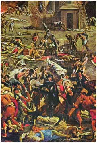 Εικόνα 1.10: Η Νάπολη προσβάλλεται από πανώλη (πίνακας 17ου αιώνα). Τα λοιμώδη νοσήματα αποδεκάτιζαν κάποτε την ανθρωπότητα.