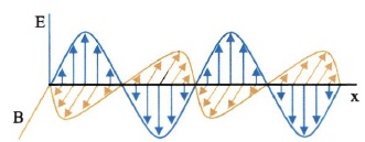 Σχ. 2.21 Στιγμιότυπο αρμονικού ηλεκτρομαγνητικού κύματος, διαδιδόμενου κατά τη διεύθυνση χ. 