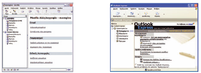 Εικόνα 14.2. Τα προγράμματα για τη διαχείριση Ηλεκτρονικού Ταχυδρομείου : Mozilla και Outlook Express 