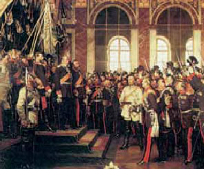 3. Α. φον Βέρνερ, Η στέψη του Γερμανού αυτοκράτορα στις Βερσαλίες, 18 Ιανουαρίου 1871. Στο κέντρο, με τη λευκή στολή, εικονίζεται ο Μπίσμαρκ.