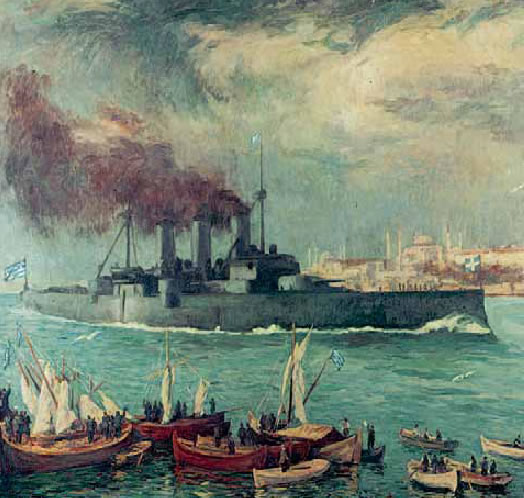 1. Λ. Κογεβίνας, To θωρηκτό «Αβέρωφ» στην Κωνσταντινούπολη το φθινόπωρο του 1918.