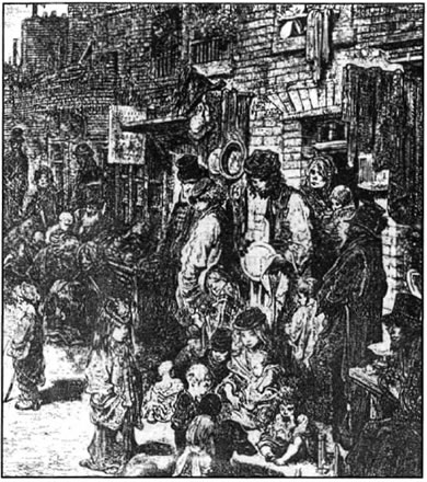 Γκυστάβ Ντορέ (Gustave Dore, 1832-1883], «Φτωχογειτονιά του Λονδίνου».