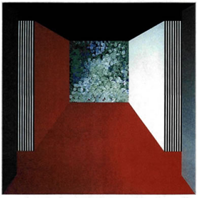 Όπυ Ζούνη (γενν. το 1941), «Ναός», 1991-92, 1,60X1,60 μ., Συλλογή της ζωγράφου. Μέσα στο πλαίσιο της οπτικής τέχνης (οπ αρτ), η ζωγράφος, με μαθηματική-γεωμετρική αντίληψη για την οργάνωση της εικαστικής επιφάνειας και την αξιοποίηση των σχέσεων των χρωμάτων, διαμορφώνει έναν πνευματικό χώρο αρμονίας και ισορροπίας, μέσα στον οποίο ο θεατής έχει την οπτική ψευδαίσθηση ότι οδηγείται και ο ίδιος.