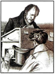 Ο Γκέοργκ Χέγκελ στο αναλόγιο (Georg Hegel, 1770-1831), λιθογραφία (λεπτομέρεια).