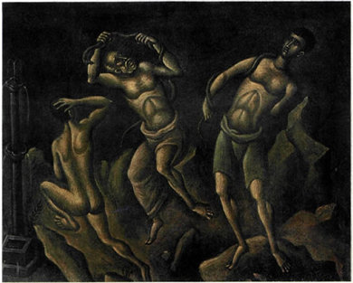 Φώτης Κόντογλου (1895-1965), «Λαοκόων», 1938, 0,80X1,00 μ., Πινακοθήκη Δήμου Αθηναίων. Ο Φώτης Κόντογλου έδωσε τη δική του απόλυτη απάντηση στο πρόβλημα της ελληνικότητας και στο αίτημα της επιστροφής στις ρίζες που απασχόλησαν τους δημιουργούς της Γενιάς του '30. Τόσο στο θρησκευτικό όσο και στο κοσμικό έργο του συνδυάζει την τεχνική, την εκφραστική γλώσσα και την πνευματικότητα της βυζαντινής τέχνης με την απλότητα και την ειλικρίνεια της λαϊκής παράδοσης.