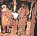 Γέροντας αγγελιαφόρος (σικελικός ερυθρόμορφος κρατήρας του 4ου αι. π.X.)